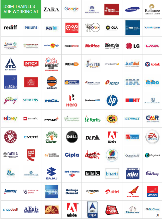 DSIM trainers employed by over 70 companies in the Digital Marketing Institute for the digital marketing course in Kolkata